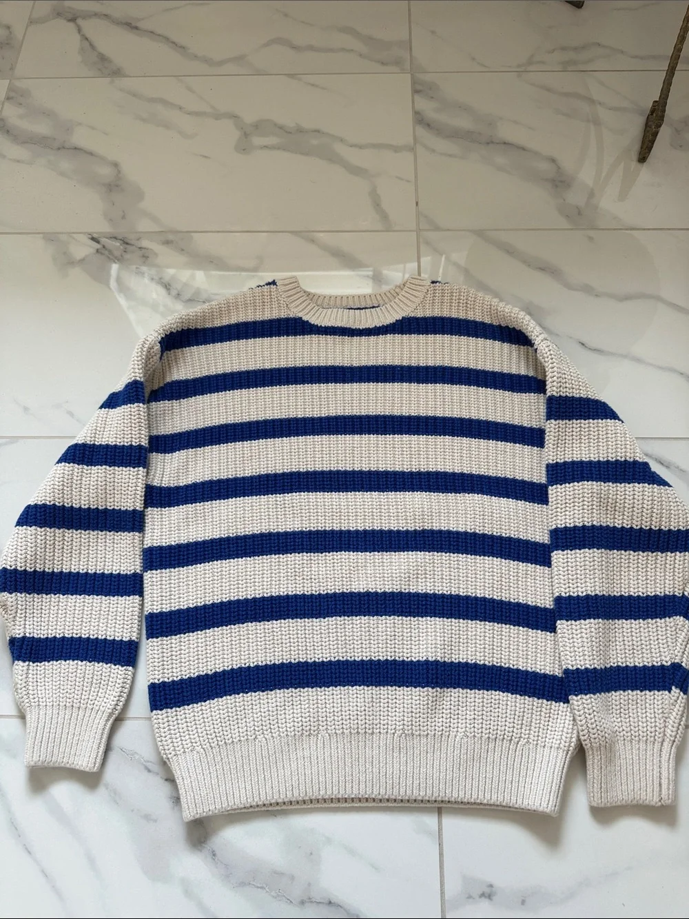 Zara Blue & Cream Striped Sweater Unisex Size 10